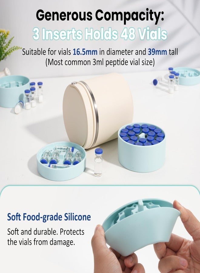 Viotiin Silicone 3ml Vial Insert(1 Short +2 Tall) Compatible with Hydrapeak Food Jars – Fits 32/25/18oz Food Thermos, 48-Vial Maximum Capacity – Peptide Vial Storage for Freezer/Fridge (No Jar and Vial) - Image 4