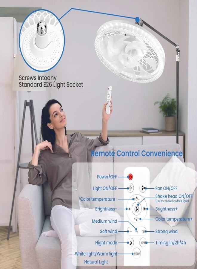 AROAQ Ceiling Fans with Lights, Plug-in Fan with Remote Control, 3000K-6500K Dimmable Brightness, 3 Fan Speeds, 2200 Lumens LED Quiet Ceiling Fans - Image 5