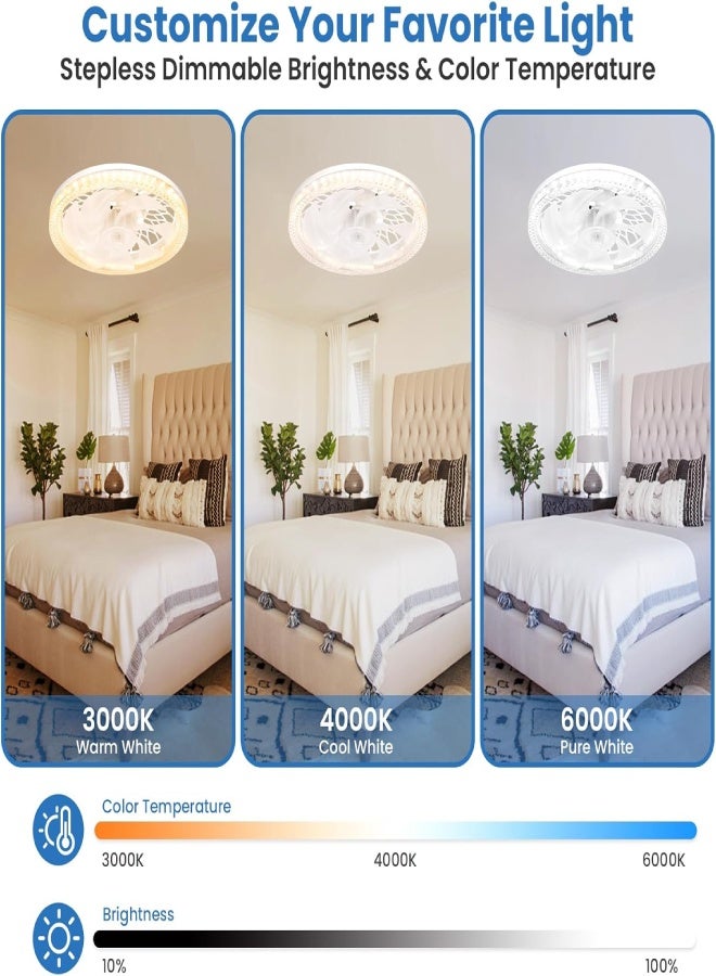 AROAQ Ceiling Fans with Lights, Plug-in Fan with Remote Control, 3000K-6500K Dimmable Brightness, 3 Fan Speeds, 2200 Lumens LED Quiet Ceiling Fans - Image 2