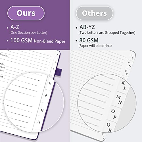 Blugool Password Book with Alphabetical Tabs, Hardcover Password Keeper, Password Notebook Organizer for Computer and Internet Address Website Login, Gifts for Home and Office, 4.4''x 5.8''- Purple - Image 2