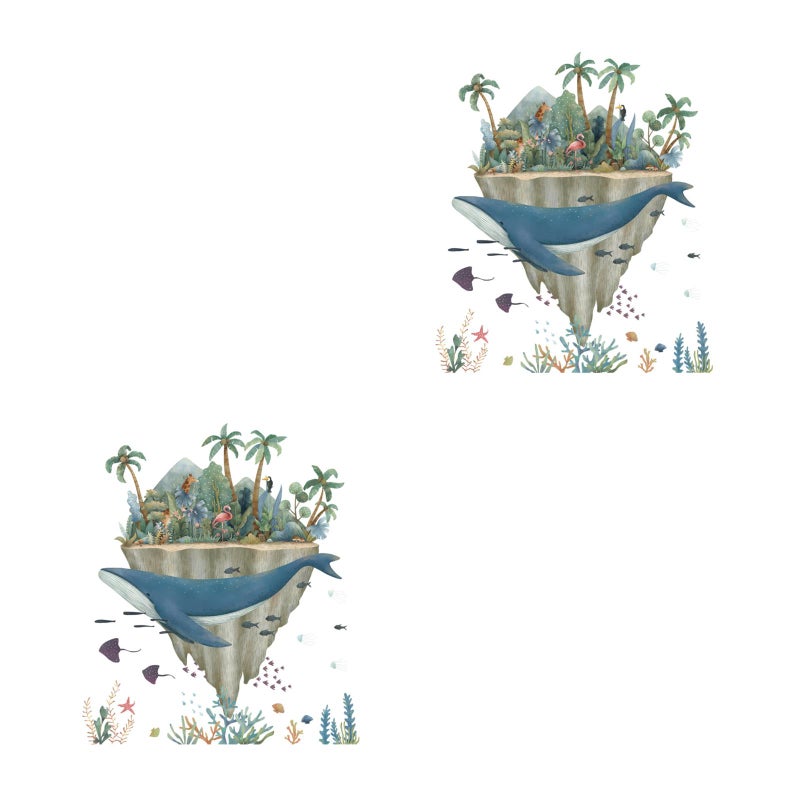🏠 طقم ملصقات حائط على شكل حوت بتصميمات بحرية ملونة للديكور في المنزل والمكتب والمدرسة والسكن الطلابي - Image 1