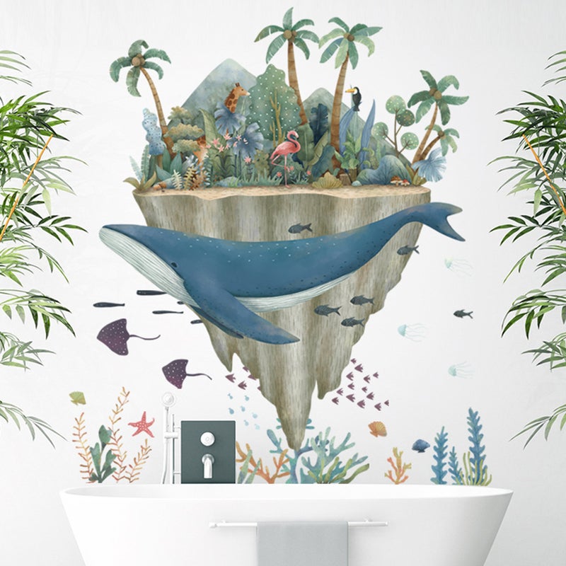 🏠 طقم ملصقات حائط على شكل حوت بتصميمات بحرية ملونة للديكور في المنزل والمكتب والمدرسة والسكن الطلابي - Image 4