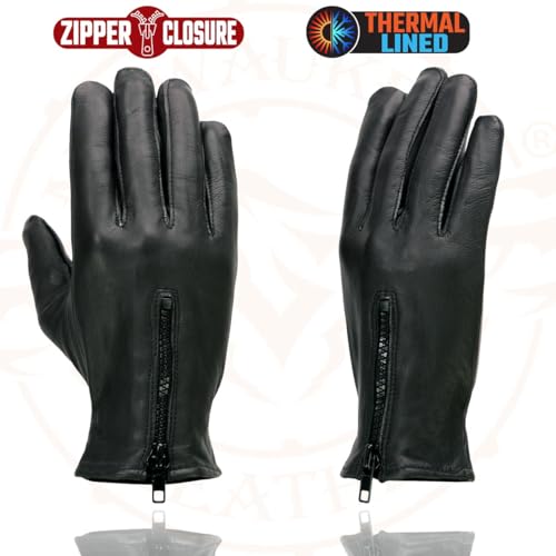 Milwaukee Leather SH226TH Men's Black Thermal Lined Leather Motorcycle Hand Gloves W/Wrist Zipper Closure - Large - Image 4