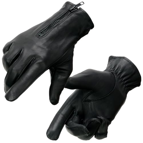 Milwaukee Leather SH226TH Men's Black Thermal Lined Leather Motorcycle Hand Gloves W/Wrist Zipper Closure - Large - Image 1