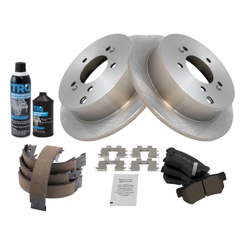 TRQ Rear Brake Pad & Rotor Kit Semi-Metallic Compatible with 2001-2006 Hyundai Santa Fe 2009 Tucson 2005-2010 Kia Sportage - Image 1