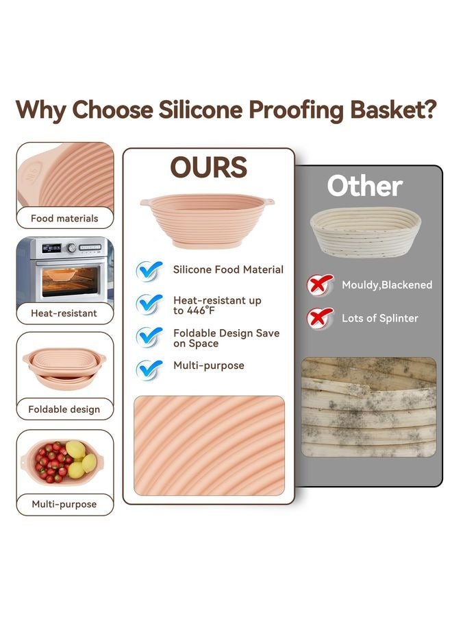 هومستر 24PCS خبز مستلزمات الخبز، السيليكون بانيتون خبز السلة من 2، عجين مبتدئ مجموعة مع 10 قطع خبز الحقائب لخبز المحبين - Image 3