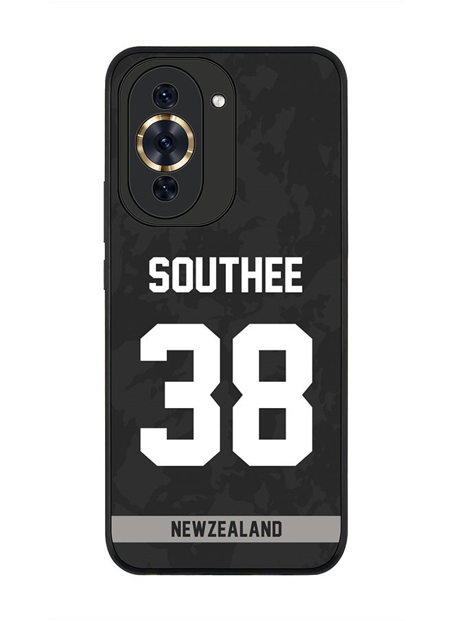 Stylizedd - Rugged Black Edge Case for Huawei nova 10 Pro, Slim fit Soft Case Flexible Rubber Edges Thin Cover - Player Name - Tim Southee, Jersey Number- 38 - Image 1