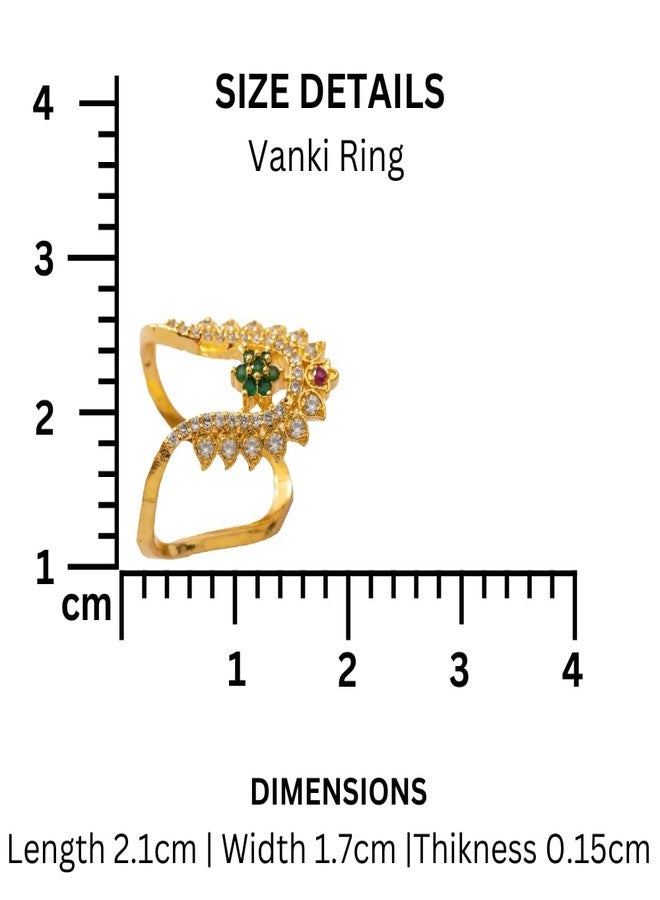 ZEELLO Gold Plated Vanki Ring Adjustable, Gift for Women and Girls, CZ Cubiz Zirconia Finger Ring (Green) - Image 5