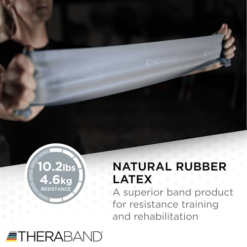 TheraBand مجموعة أحزمة المقاومة THERABAND، المجموعة المتقدمة، أزرق، أسود، فضي، أحزمة مطاطية من اللاتكس للتمارين والعلاج الطبيعي، أحزمة تدريب القوة للياقة البدنية للجسم العلوي والسفلي - Image 5