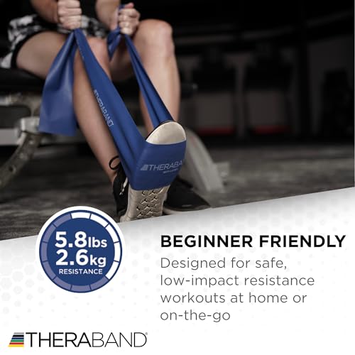 TheraBand مجموعة أحزمة المقاومة THERABAND، المجموعة المتقدمة، أزرق، أسود، فضي، أحزمة مطاطية من اللاتكس للتمارين والعلاج الطبيعي، أحزمة تدريب القوة للياقة البدنية للجسم العلوي والسفلي - Image 3