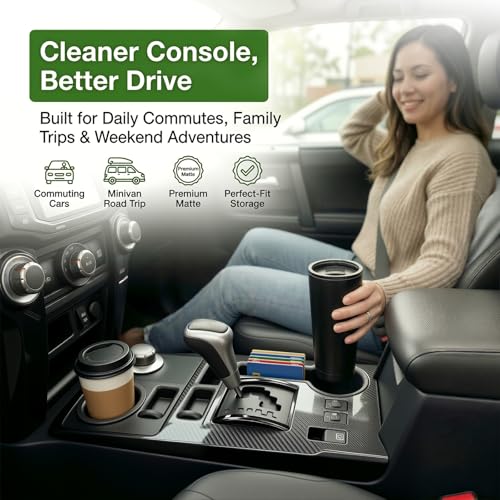 Qyebbk Upgrade Cup Holder Inserts for 2014-2024 Toyota 4Runner Center Console Cupholder Coaster Liner Replaces Mat for 4 Runner Interior Accessories Black(Center Console Left Front+Rear, 2PCS) - Image 5