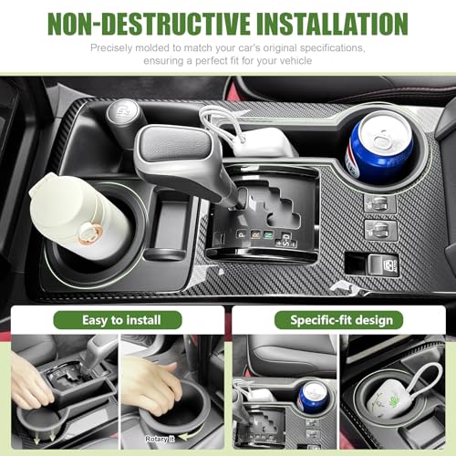 Qyebbk Upgrade Cup Holder Inserts for 2014-2024 Toyota 4Runner Center Console Cupholder Coaster Liner Replaces Mat for 4 Runner Interior Accessories Black(Center Console Left Front+Rear, 2PCS) - Image 3