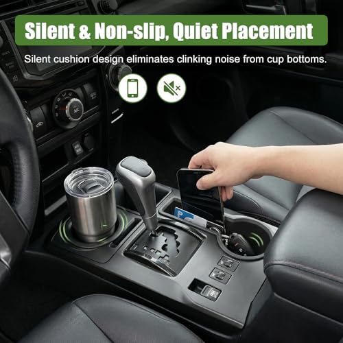 Qyebbk Upgrade Cup Holder Inserts for 2014-2024 Toyota 4Runner Center Console Cupholder Coaster Liner Replaces Mat for 4 Runner Interior Accessories Black(Center Console Left Front+Rear, 2PCS) - Image 4