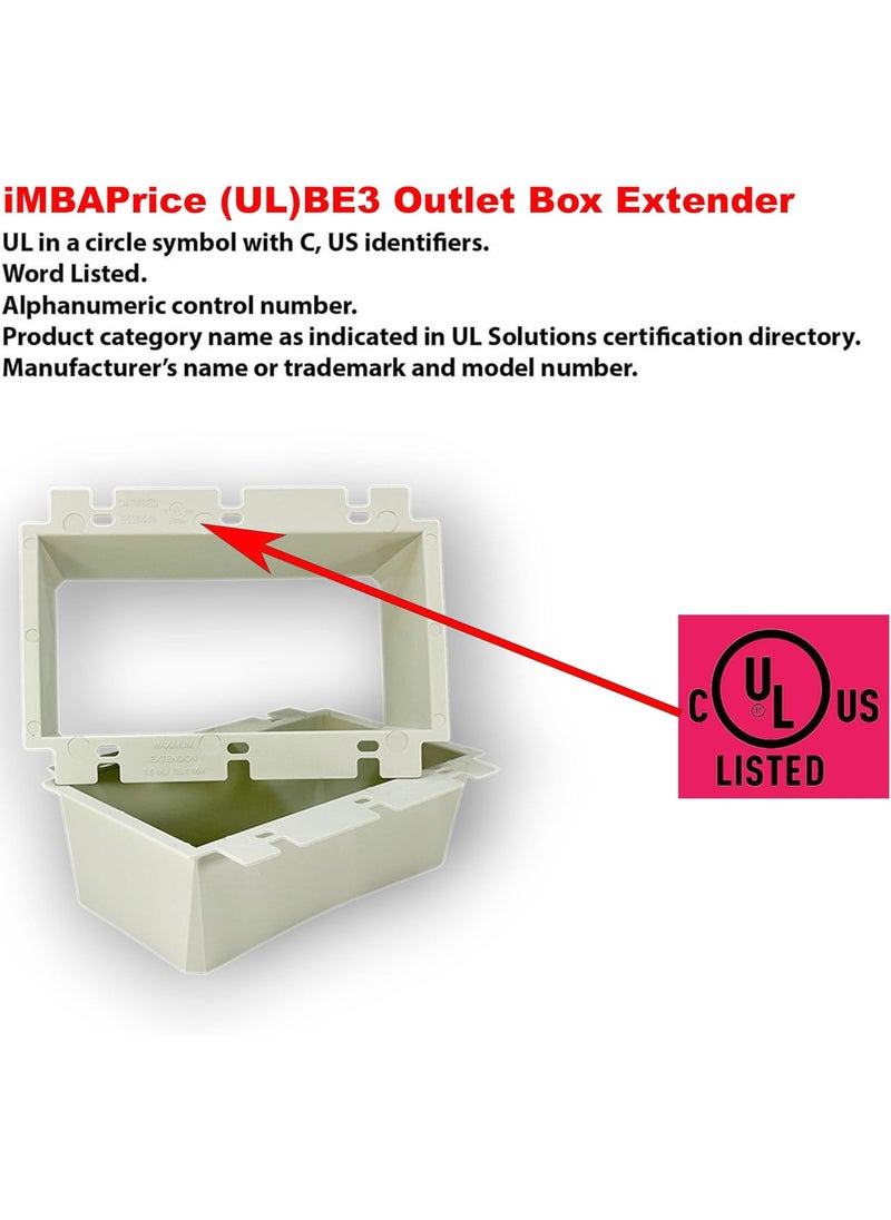 iMBAPrice iMBAPrice IMBABE3 UL Listed 3Gang NonMetallic Electrical Power Outlet Box Extender for Power Switch Receptacles Accessories 1Pack  - Image 2
