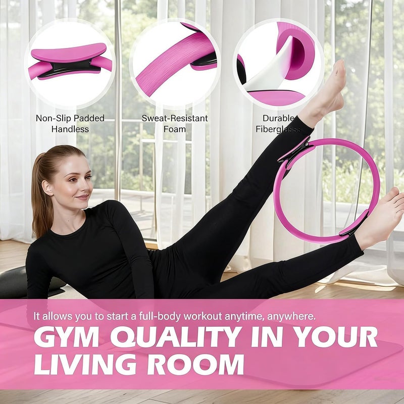 LinJie 13-Piece Pilates Ring Set with Ball, Resistance Bands, and Accessories for Home Workouts - Image 3