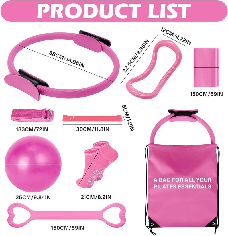 LinJie 13-Piece Pilates Ring Set with Ball, Resistance Bands, and Accessories for Home Workouts - Image 5