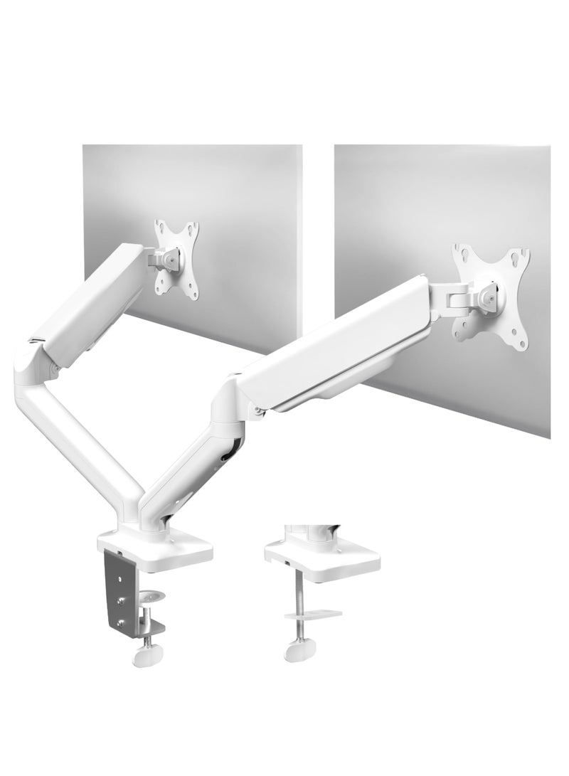 XiuWoo Dual Monitor up to 32 inches,19.8 lbs per Screen, Pneumatic Arm Desk Mount, Articulating Counterbalance, VESA Stand  - Image 1