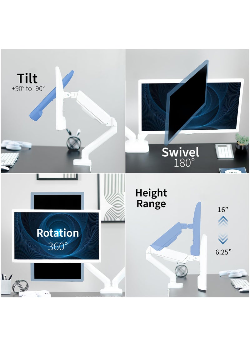 XiuWoo Dual Monitor up to 32 inches,19.8 lbs per Screen, Pneumatic Arm Desk Mount, Articulating Counterbalance, VESA Stand  - Image 2