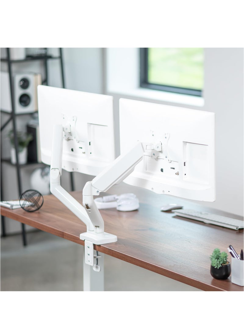 XiuWoo Dual Monitor up to 32 inches,19.8 lbs per Screen, Pneumatic Arm Desk Mount, Articulating Counterbalance, VESA Stand  - Image 3