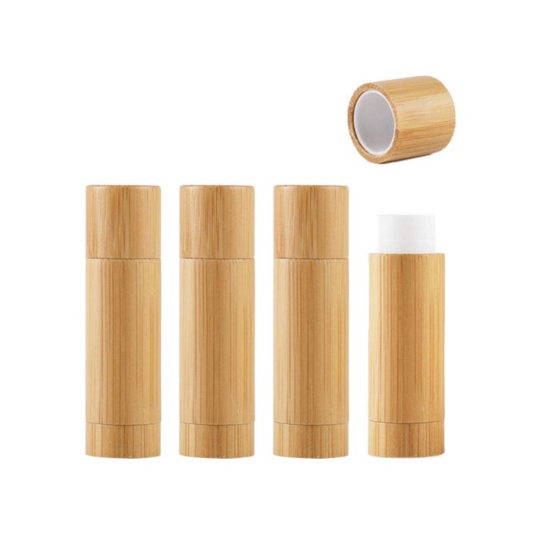 lasenersm 4 Pieces 55ml 55g Empty Bamboo Lipstick Tubes Refillable Lip Balm Lip Gloss Tube Holder Containers with Lids for DIY Make Up Cosmetic Travel Daily Life