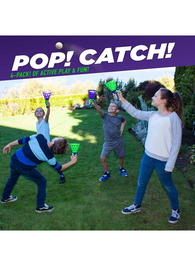 Geospace Original Pop 'N Catch Game 2-Pack (Set of 4 Launchers & 4 Balls) for Indoor/Outdoor Play - Great for Parties, Beach and Rainy Days - Image 4