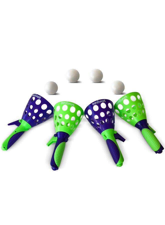 Geospace Original Pop 'N Catch Game 2-Pack (Set of 4 Launchers & 4 Balls) for Indoor/Outdoor Play - Great for Parties, Beach and Rainy Days - Image 1