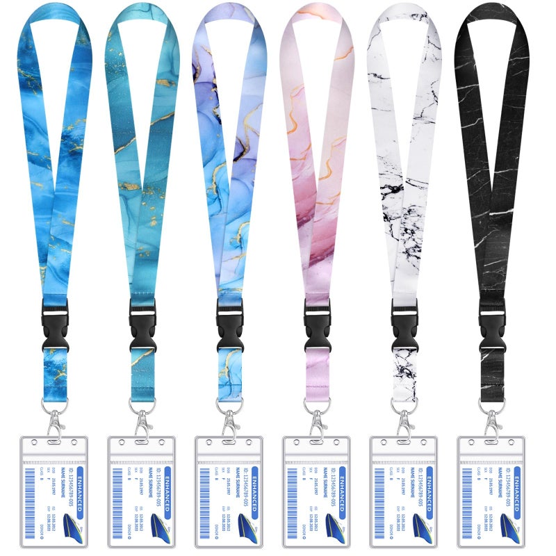 HONSIO 6 Pack Cruise Lanyard for Ship Cards Detachable Marble Lanyards with Waterproof ID Badge Holders, 2026 Cruise Essentials Accessories - Image 1