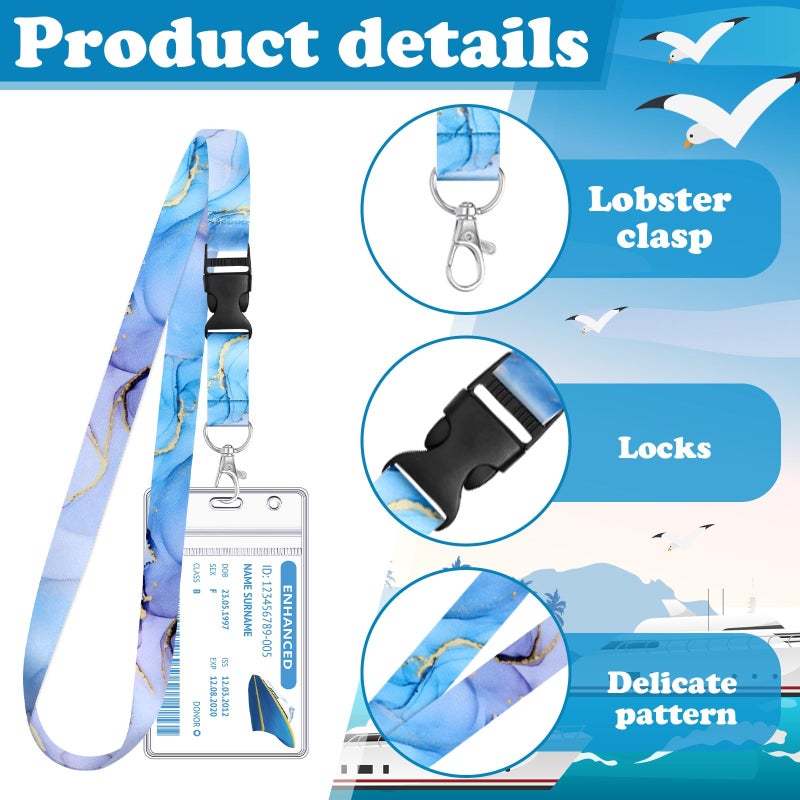 HONSIO 6 Pack Cruise Lanyard for Ship Cards Detachable Marble Lanyards with Waterproof ID Badge Holders, 2026 Cruise Essentials Accessories - Image 3