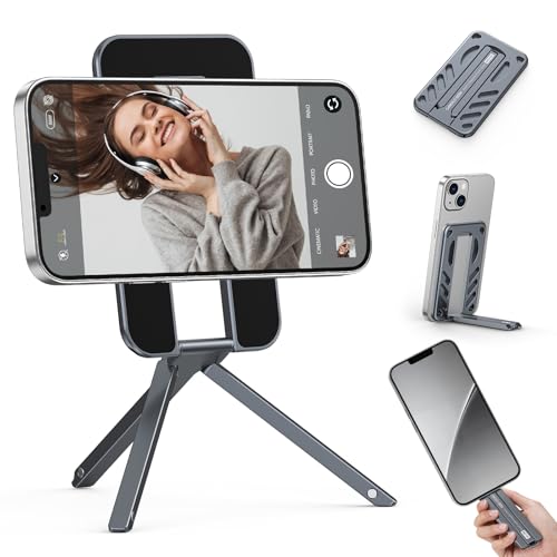 CAMOLO GEEK Magnetic Phone Tripod Stand Selfie Stick MG04 Foldable Lightweight Portable Travel Mount Holder Compatible with MagSafe for iPhone 17 16 15 14 13 12 No Card Slot - Image 1