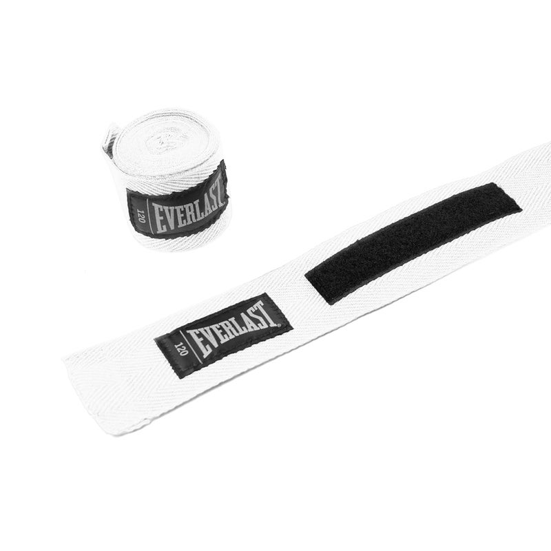 EVERLAST لفافات يد 120 بوصة - بوليستر-قطن قابل للتنفس، إغلاق بخطاف وحلقة، حماية للمعصم والمفاصل، يمكن ارتداؤها تحت قفازات الملاكمة أو التدريب - رائعة لرياضات القتال - Image 2