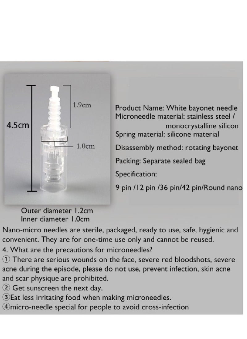 hydra - 10Pcs Derma Pen Needle Cartridges Bayonet Slot Microneedle Pen Replacement Needle for Dr.pen MYM/ N2 / M5 /M7/ E30/ A10( 5D Nano) - Image 1