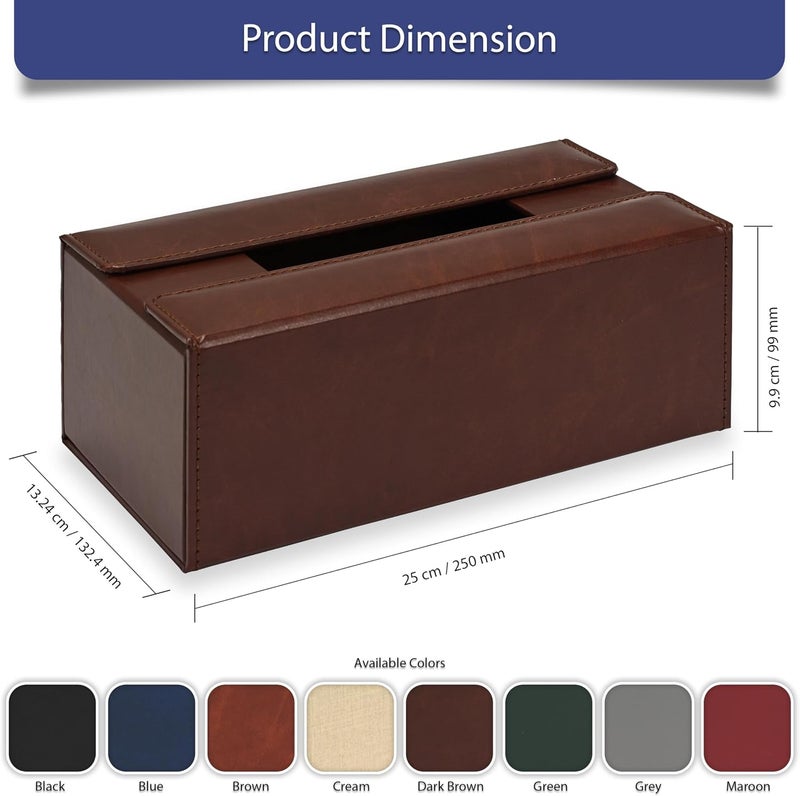 FIS Rectangular Tissue Box Holder with Magnetic Bifold Lid - Dark Brown - Image 5