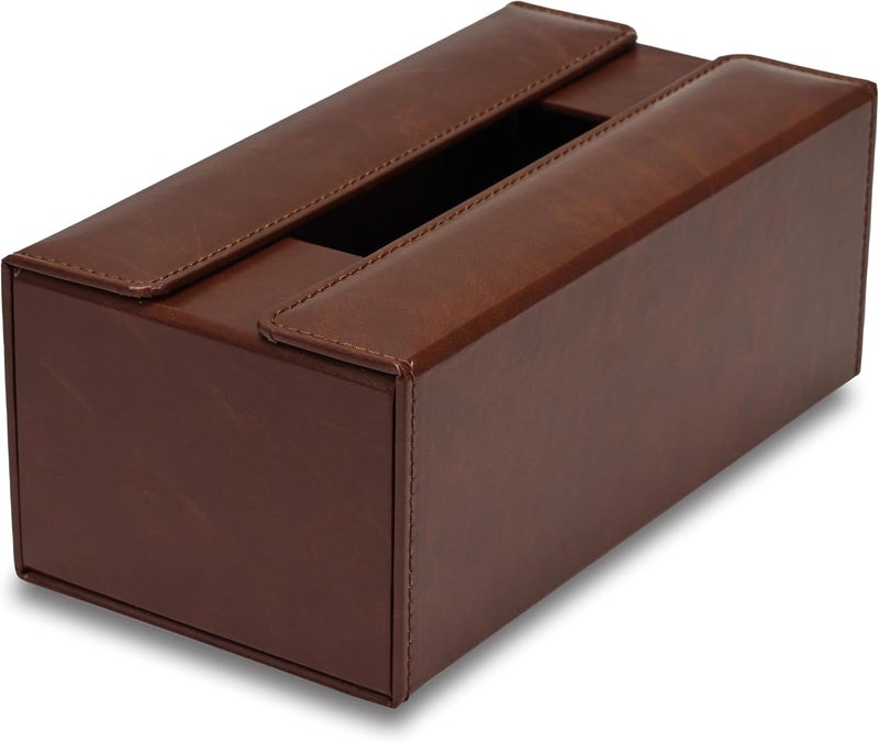 FIS Rectangular Tissue Box Holder with Magnetic Bifold Lid - Dark Brown - Image 1