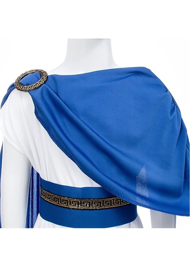 Halamodo Greek Toga Costume for Kids Ancient Greece Mythos Philosopher Rome Nobility Cosplay Ancient Greece Style Robe with Gold-Trimmed Edges for Halloween, School History Plays, Themed Birthdays, or Costume Parties - Image 3