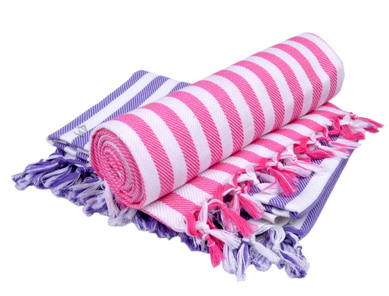 Sathiyas Supreme Turkish 480 GSM Cotton Bath Towel (2.5 x 5 ft, Multicolour) -Set of 2 - Image 1