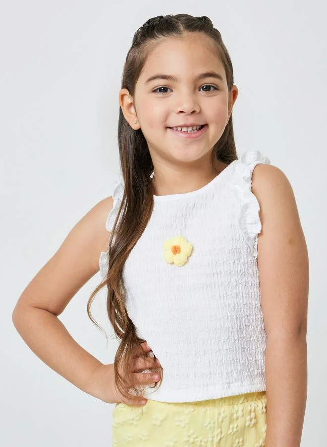 ستايلي Girls Floral Detail Sleeveless Top and Shorts Set