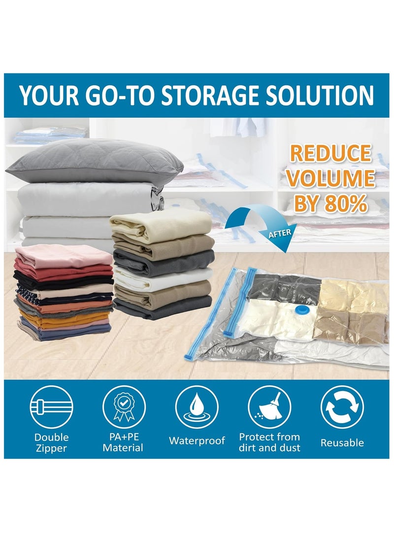 20 Pack Vacuum Storage Bags, Space Saver Bags (4 Jumbo/4 Large/4 Medium/4 Small/4 Roll) Compression for Comforters and Blankets, Sealer Clothes Storage, Hand Pump Included