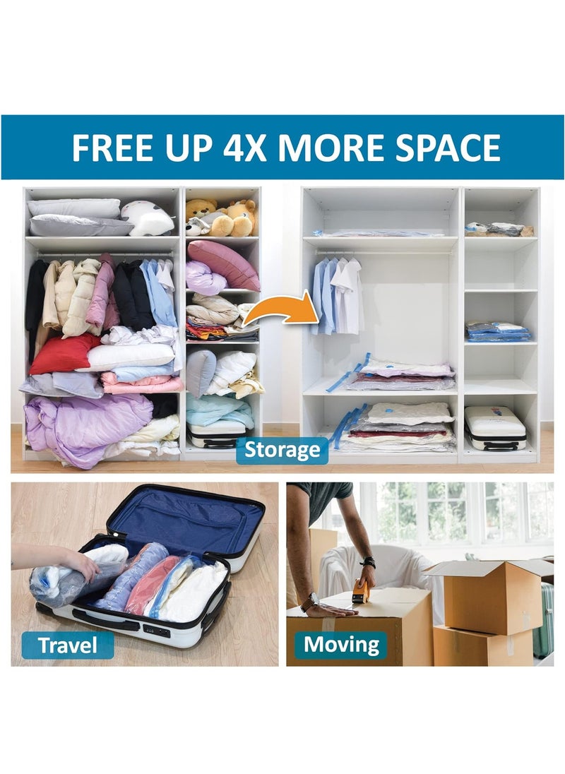 20 Pack Vacuum Storage Bags, Space Saver Bags (4 Jumbo/4 Large/4 Medium/4 Small/4 Roll) Compression for Comforters and Blankets, Sealer Clothes Storage, Hand Pump Included