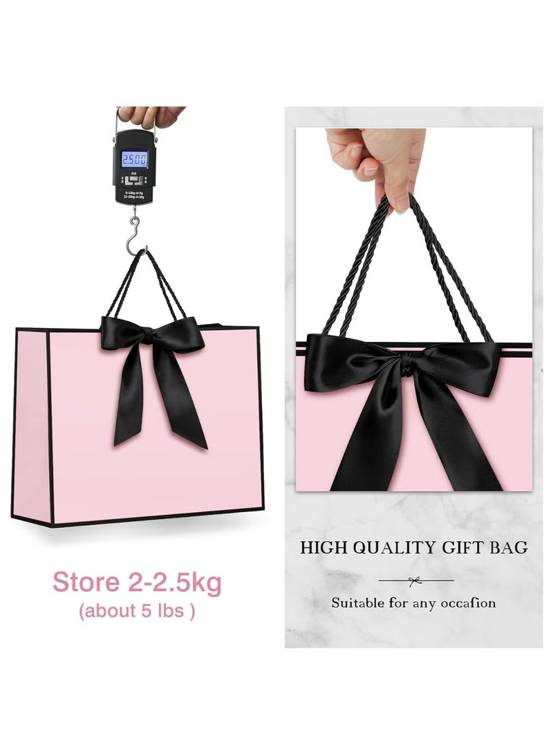 JUE-FISH 2PCS Pink Large Gift Bags, Paper Bags with Ribbon, Greeting Cards and Tissue Paper, Portable Party Bags with Handles, Birthday Gift Bags, Present Bags for Wedding Party, Party Supplies（32*25*11cm） - Image 3