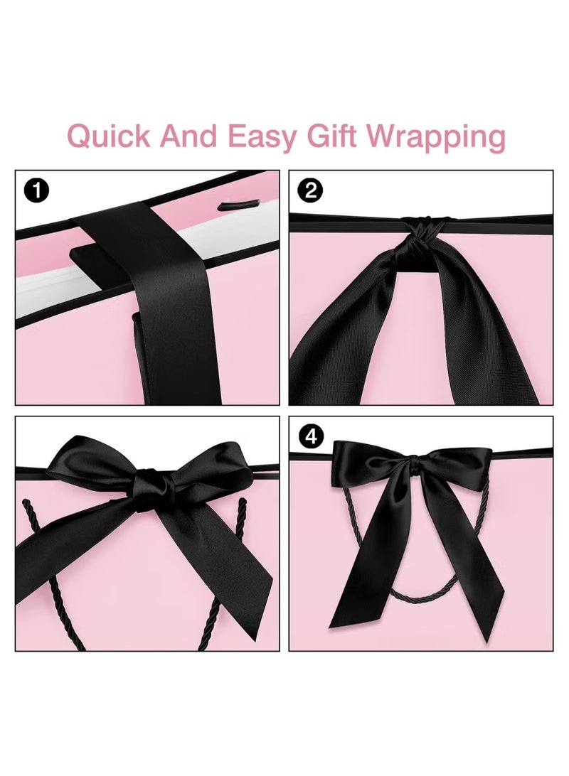 JUE-FISH 2PCS Pink Large Gift Bags, Paper Bags with Ribbon, Greeting Cards and Tissue Paper, Portable Party Bags with Handles, Birthday Gift Bags, Present Bags for Wedding Party, Party Supplies（32*25*11cm） - Image 5