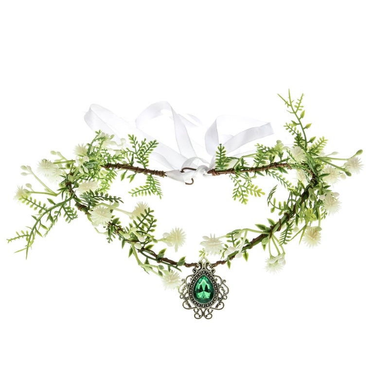 June Bloomy Women Green Leaf Headband Fairy Olive Laurel Floral Headpiece Eucalyptus Flower Crown VWhite Green