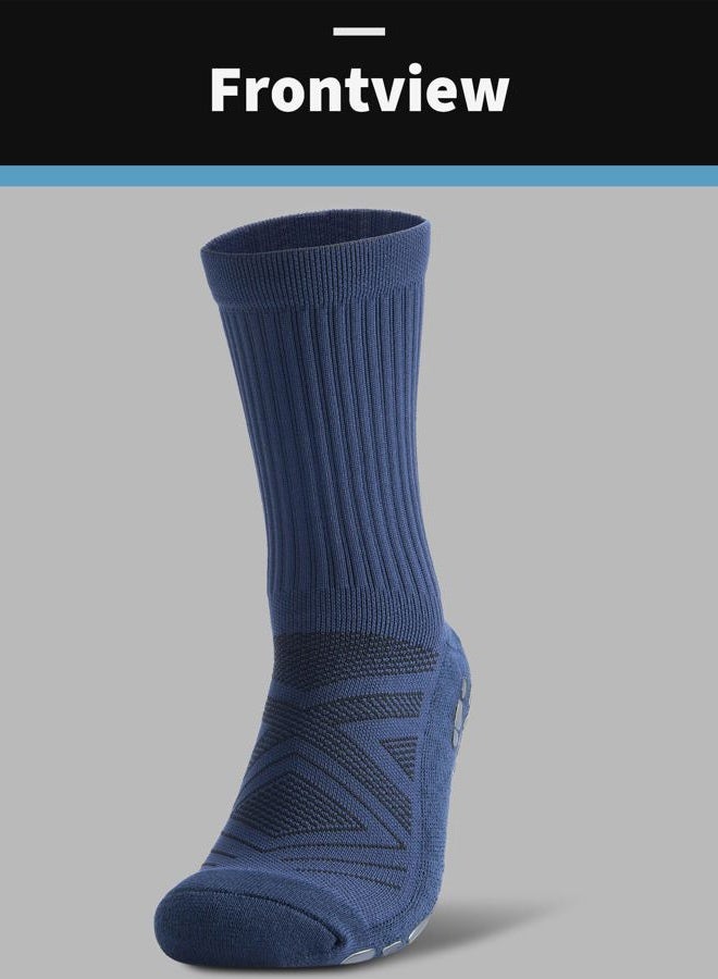 CWVLC Grip Socks Soccer - Cushioned Non-Slip Grippy for Men & Women Athletic - Barre Hospital Sticky Slipper Socks, Navy Blue, L - Image 5