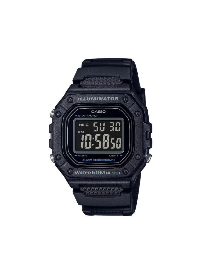 Casio W‑218H‑1BVDF Digital Men’s Watch, Black Resin Strap, 50m Water Resistance, 7‑Year Battery - Image 1