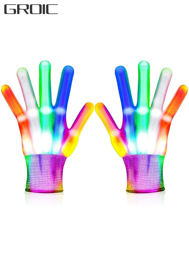 GROIC Led Gloves, Flashing Light Up Gloves, LED Light Glow Gloves Cool Fun Toys , Light-up Party, Costume Party Favors for Age 3-12 Kids Teens - Image 1