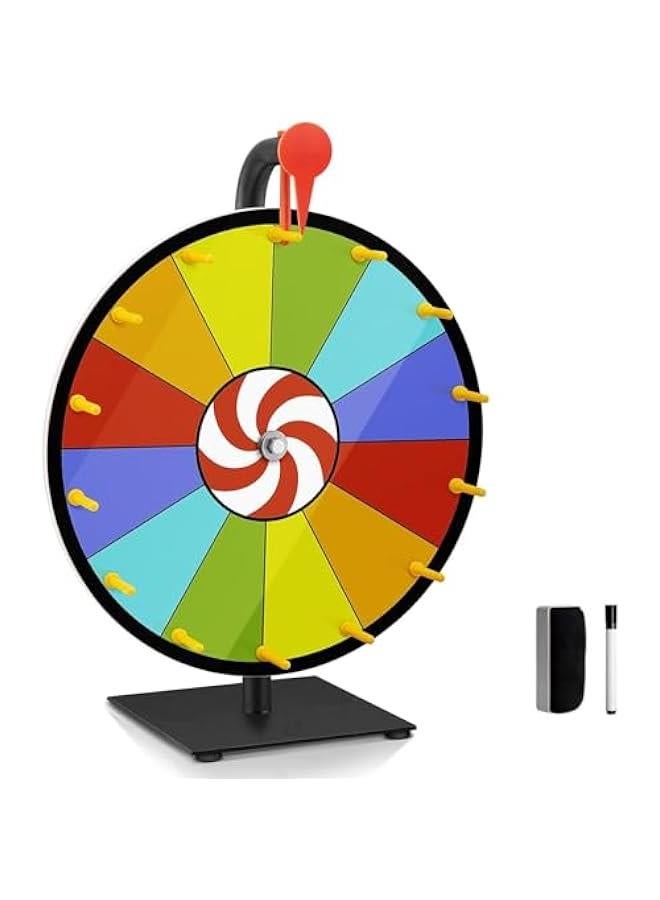 تراسل عجلة جوائز دوارة مقاس 16 انش من هوكور مع 12 فتحة ملونة حامل قاعدة اقلام تحديد قابلة للمسح الجاف وممحاة للجوائز والكرنفالات والحفلات التجارية متعدد الألوان - Image 1