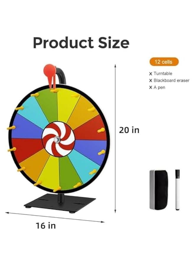 تراسل عجلة جوائز دوارة مقاس 16 انش من هوكور مع 12 فتحة ملونة حامل قاعدة اقلام تحديد قابلة للمسح الجاف وممحاة للجوائز والكرنفالات والحفلات التجارية متعدد الألوان - Image 3