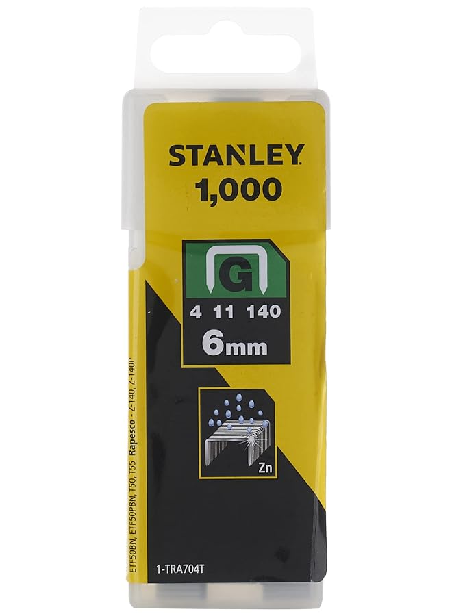 Stanley Heavy Duty Staple 6Mm Yellow Pack Of 1000 Pieces Tra704T - Image 1