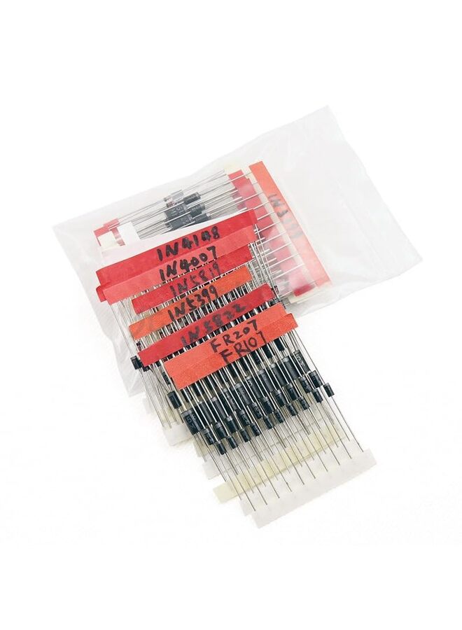 مجموعة ديودات 100 قطعة 1N4001 1N4002 1N4003 1N4004 1N4005 1N4006 1N4007 1N4148 1N5404 1N5406 1N5408 RL207 UF4007 FR107 FR207 1N5817 1N5819 1N5822 15SQ045 10A10 مقوم ديود شوتكي - Image 5