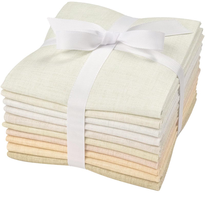 Craftido - 11 Options Solids with Tweed Tonals - Assorted Color Cotton Quilting Fabric Bundles 10pcs Fat Quarters 18"x21" - Medium Weight 5.2oz - for Quilting, Sewing and Crafts - Not Quite White - Image 1