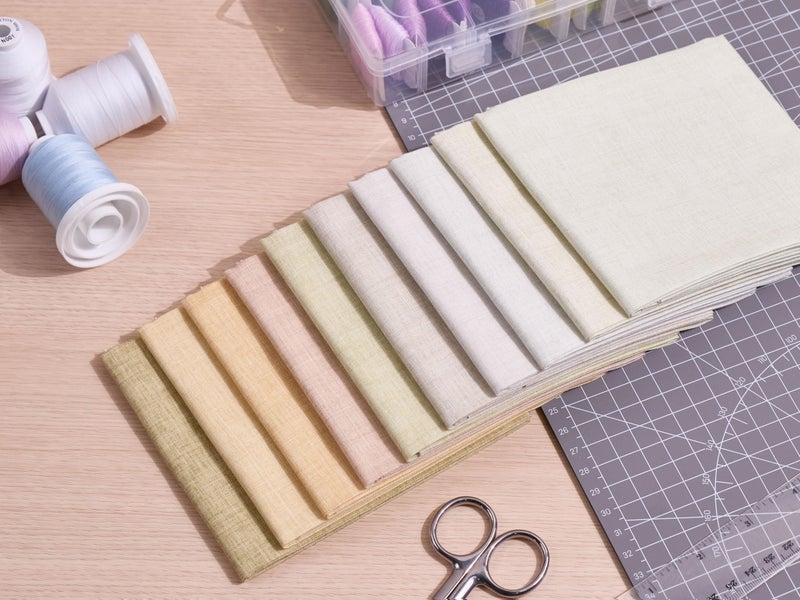 Craftido - 11 Options Solids with Tweed Tonals - Assorted Color Cotton Quilting Fabric Bundles 10pcs Fat Quarters 18"x21" - Medium Weight 5.2oz - for Quilting, Sewing and Crafts - Not Quite White - Image 5